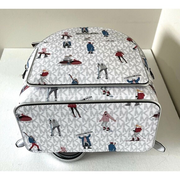 New Michael Kors Jet Set Girls Adina Medium Backpack Bright White Multi - Picture 4 of 6